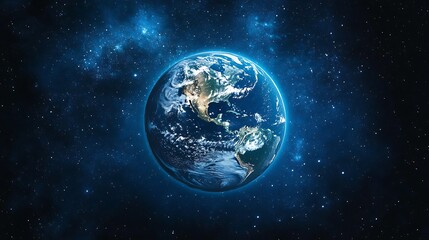 Fototapeta premium The Earth in space a blue night sky with stars