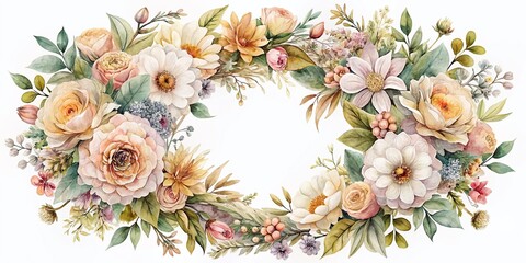 Watercolor Flower Wreaths: Neutral Floral Photography, Urban Exploration Art