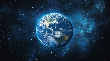 Obraz premium The Earth in space a blue night sky with stars