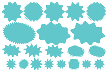 Sticker star burst, promo badge round shape, price tag circle, sale label icon, black sun, new discount set isolated on white background. Advertising vector illustration