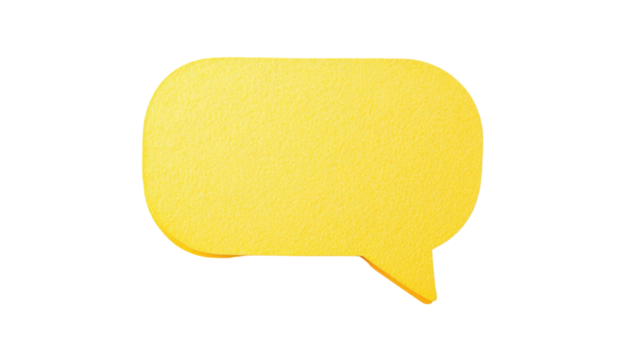 Yellow speech bubble, transparent background