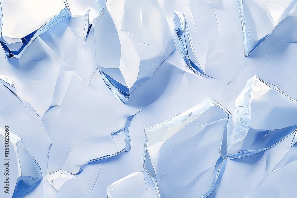 Poster jagged ice chunks with crystal-clear edges reflecting light in a frozen landscape