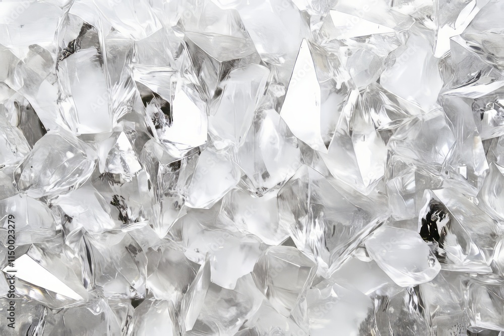 Poster jagged ice chunks with crystal-clear edges create a beautiful frozen texture in the natural landscap