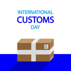 Customs International Day cardboard box, vector art illustration.