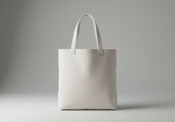 White canvas tote bag, black handles, minimalist design, studio lighting