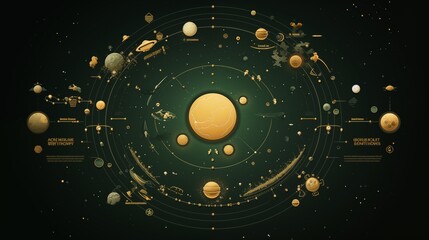 A flat vector design with animated icons, ambient light, empty space on the right for branding,generative ai illustration