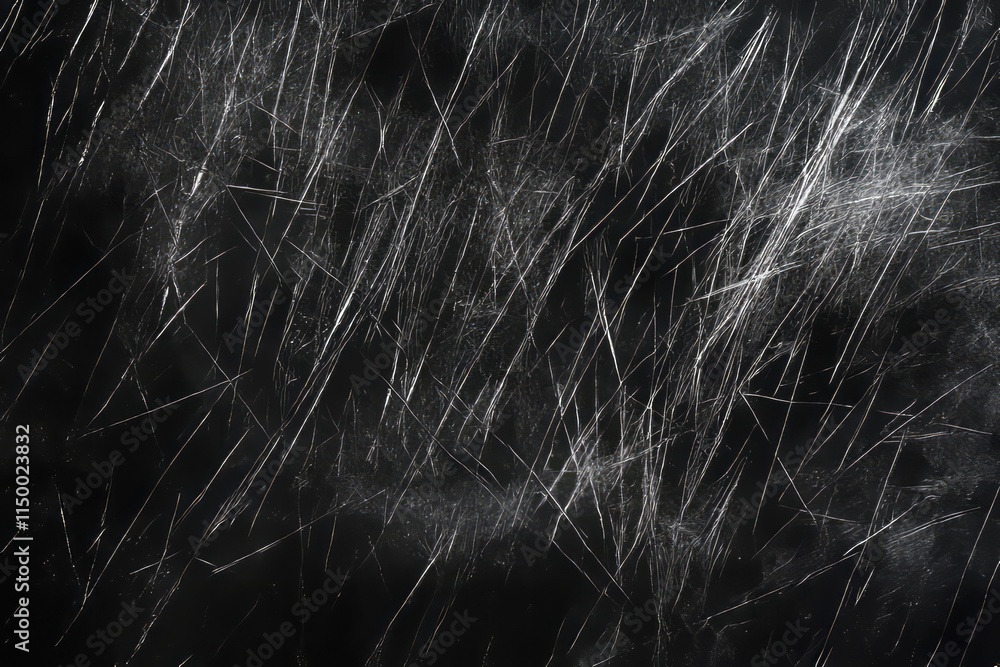 Fototapete texture of faint ink smudges and scratches on a black surface creating an abstract pattern
