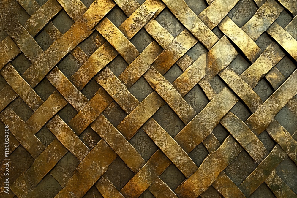 Poster Textured golden weaving resembling intricate craftsmanship and design in a luxury setting