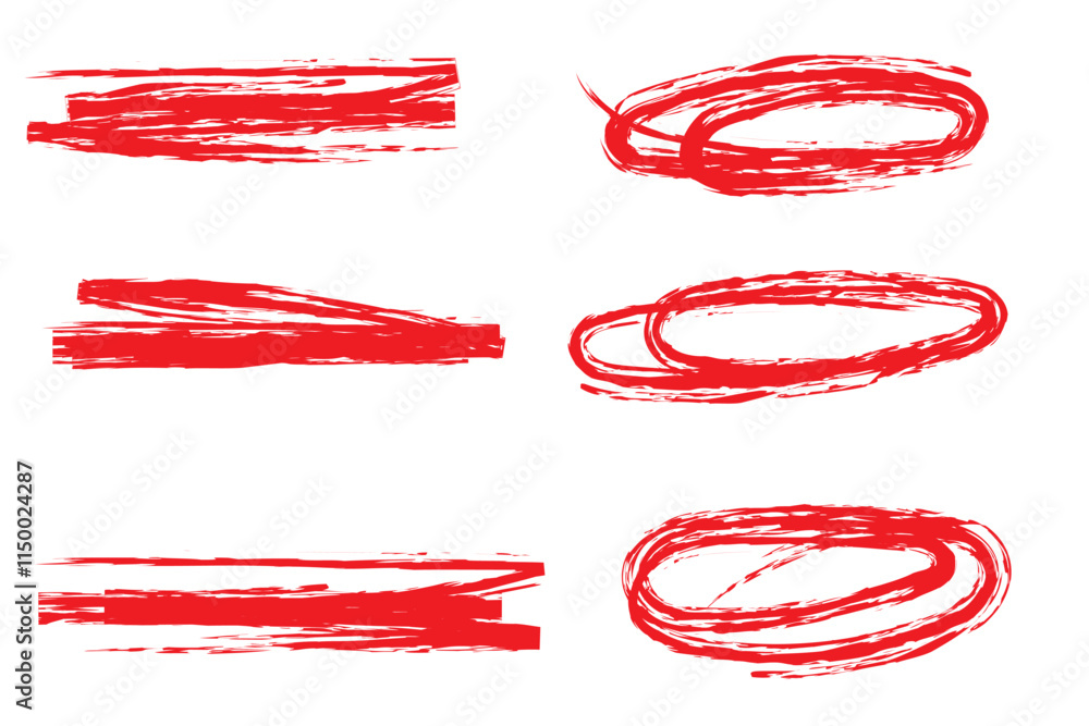 Canvas Prints set hand drawn underline highlighter marker strokes swoops waves brush marks abstract doodle vector