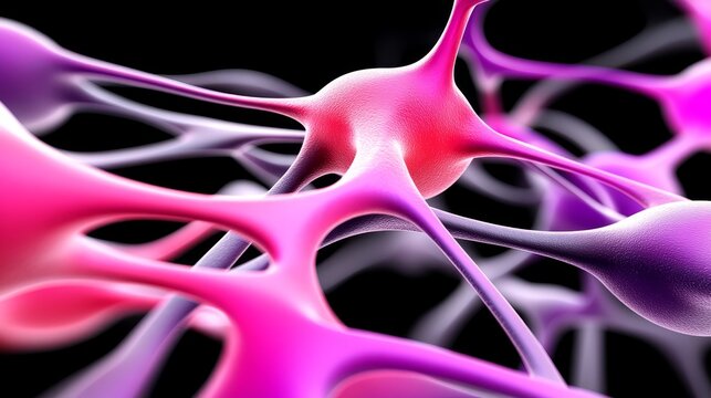 Abstract Pink Purple Neural Network   D Render
