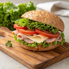 sandwich with ham and vegetables