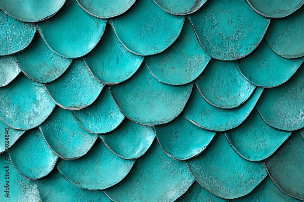 Poster Textured teal scales create a vibrant visual effect with smooth curves and varying shades