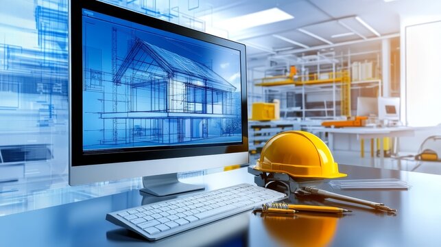 Architectural Design Software  House Blueprint on Computer - Powered by Adobe