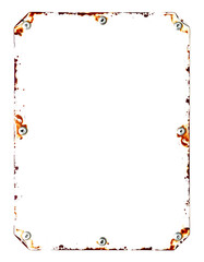 Obraz premium White antique vintage enamel grunge metal sign or panel mockup or mock up template isolated on white background including clipping path, hyperrealism