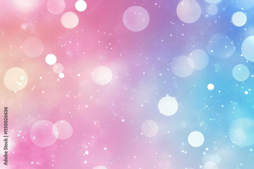 Poster Soft blurred bokeh lights create a dreamy atmosphere with colorful pastel hues in a gentle blend