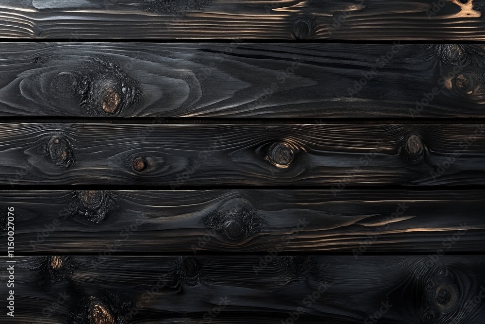 Poster charred blackened wood texture with rough grain showcasing unique patterns and natural imperfections