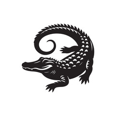 Black Color Alligator silhouette design Vector Illustration, Solid White Background 11.eps