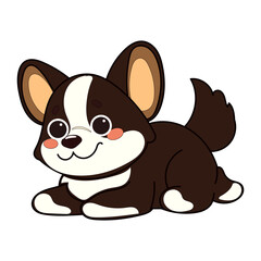 Kawaii Funny Corgi Dog Puppy Character Icon. Funny Cute Domestic Dog Animal Cartoon Doodle Element. Small Kawaii Fluffy Home Mascot. Positive Childish Decoration Symbol.	

