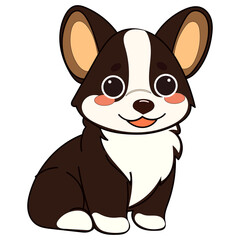 Kawaii Funny Corgi Dog Puppy Character Icon. Funny Cute Domestic Dog Animal Cartoon Doodle Element. Small Kawaii Fluffy Home Mascot. Positive Childish Decoration Symbol.	
