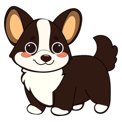 Kawaii Funny Corgi Dog Puppy Character Icon. Funny Cute Domestic Dog Animal Cartoon Doodle Element. Small Kawaii Fluffy Home Mascot. Positive Childish Decoration Symbol.	
