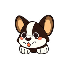 Kawaii Funny Corgi Dog Puppy Character Icon. Funny Cute Domestic Dog Animal Cartoon Doodle Element. Small Kawaii Fluffy Home Mascot. Positive Childish Decoration Symbol.	
