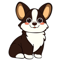 Kawaii Funny Corgi Dog Puppy Character Icon. Funny Cute Domestic Dog Animal Cartoon Doodle Element. Small Kawaii Fluffy Home Mascot. Positive Childish Decoration Symbol.	
