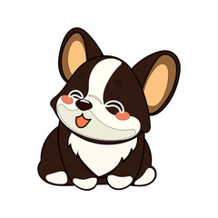 Kawaii Funny Corgi Dog Puppy Character Icon. Funny Cute Domestic Dog Animal Cartoon Doodle Element. Small Kawaii Fluffy Home Mascot. Positive Childish Decoration Symbol.	

