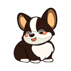 Kawaii Funny Corgi Dog Puppy Character Icon. Funny Cute Domestic Dog Animal Cartoon Doodle Element. Small Kawaii Fluffy Home Mascot. Positive Childish Decoration Symbol.	
