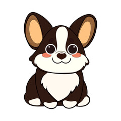 Kawaii Funny Corgi Dog Puppy Character Icon. Funny Cute Domestic Dog Animal Cartoon Doodle Element. Small Kawaii Fluffy Home Mascot. Positive Childish Decoration Symbol.	
