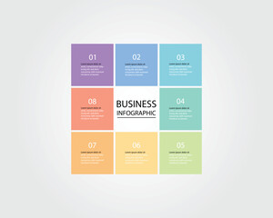 Business Infographic modern design template for banners and infographics for 8 square line step 