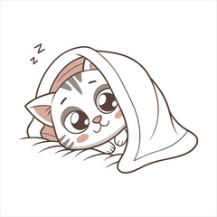 Curious Kitten with a Butterfly - Adorable Cat Illustration