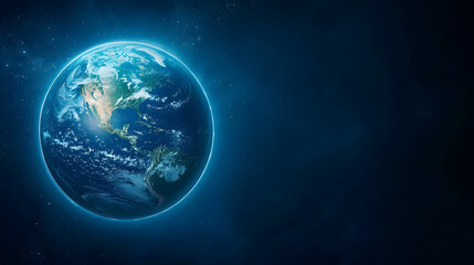 Obraz premium Earth From Space: A mesmerizing view of our planet Earth, bathed in a celestial glow, against a backdrop of the vast, inky black expanse of space. This image evokes a sense of wonder, fragility.