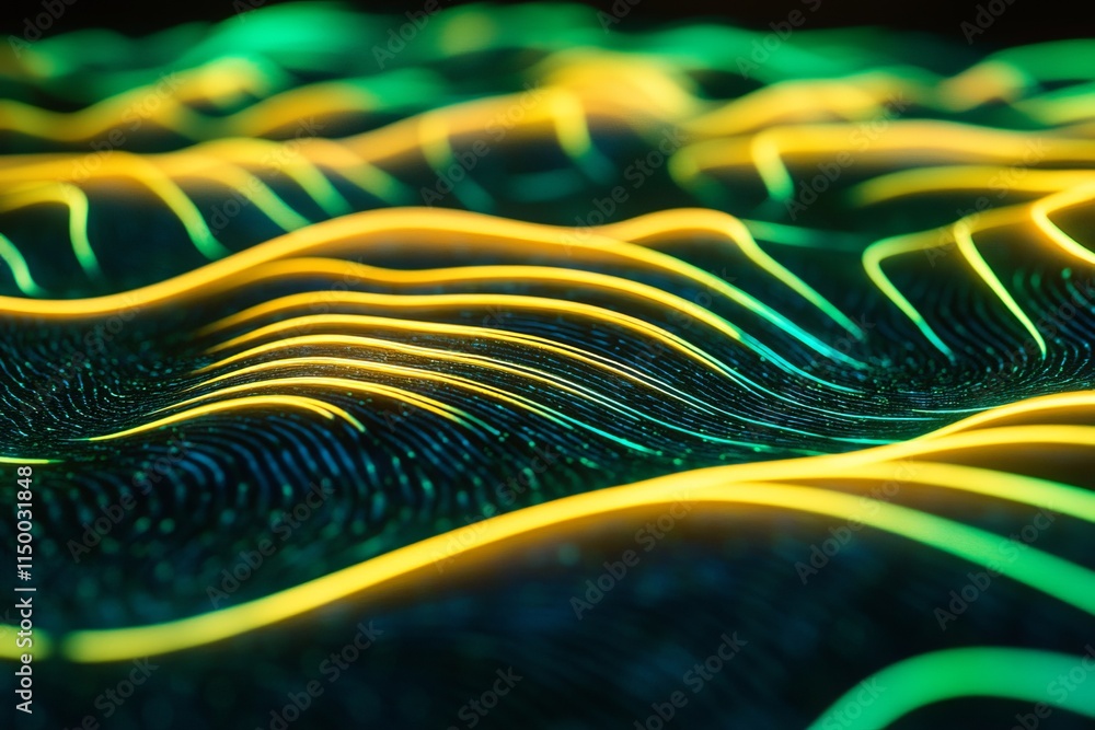 Aufkleber Glowing neon lines create a mesmerizing texture on a dark surface during a creative design project