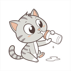 Playful Kitten with a Ball of Yarn - Cute Cat Clip art