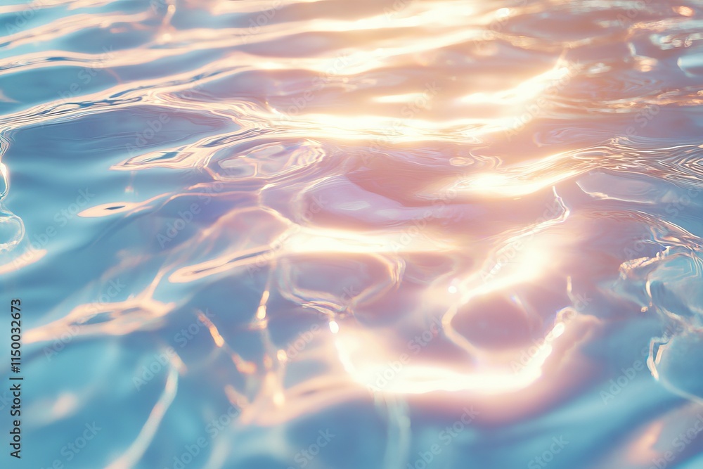 Poster hazy light reflections dancing on water surface at sunset creating a tranquil ambiance