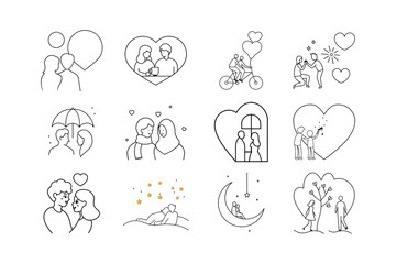 Romantic Valentine Couple Sketches - Vector Bundle