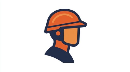Construction Worker Icon  Safety Helmet  Profile  Vector Illustration