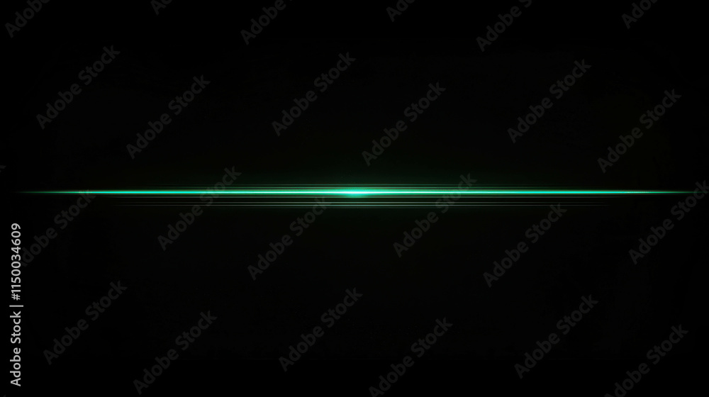 Poster green linear light effect on black background with subtle glow and depth