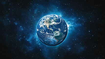 Obraz premium The Earth in space a blue night sky with stars