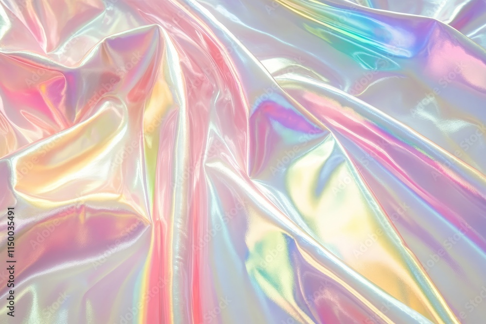 Poster liquid holographic metal texture with vibrant colors and reflective surfaces in artistic display