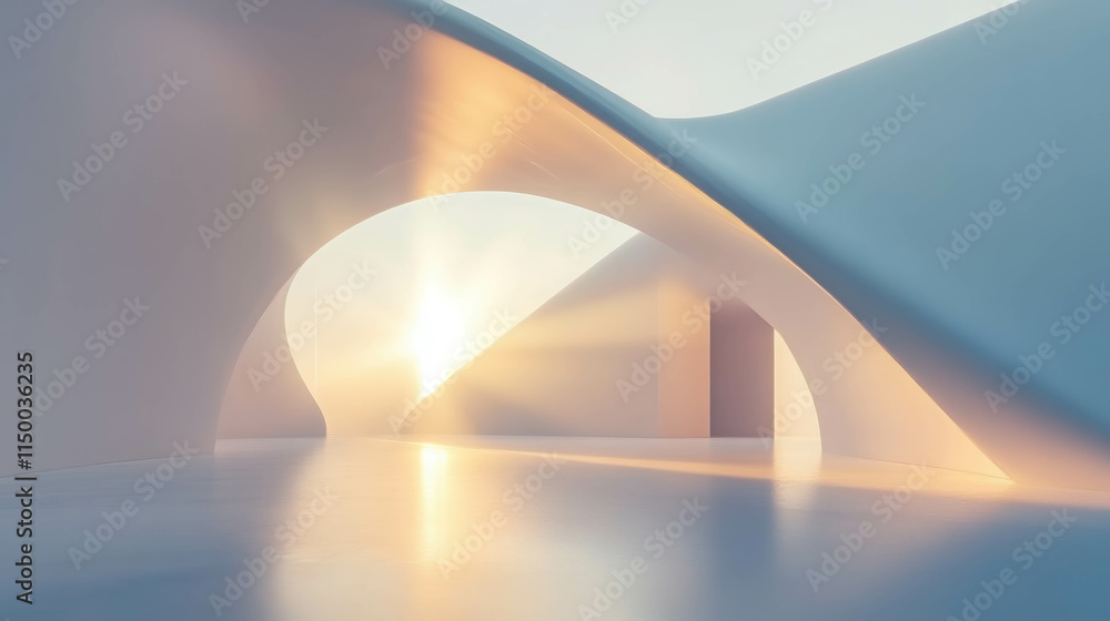 Poster minimalist 3d design representing hope with delicate architectural elements