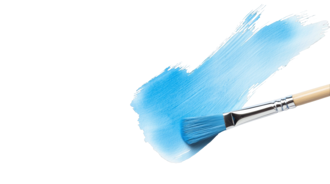 Artistic brush stroke on creative painting studio environment close-up viewpoint