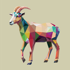 Colorful Low Poly Goat Vector illustration on isolated background
