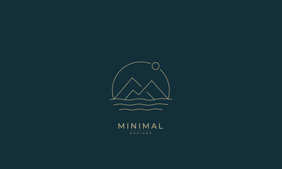 A line art icon logo of a mountain water	
