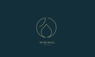 Minimal Leaf logo with water drop or oil drop