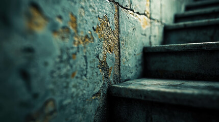 Detailed Close-Up of Weathered Stairs with Unique Texture and Color Variation