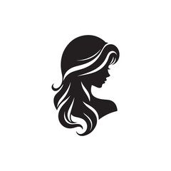 Black Color Woman Hairstyle silhouette design Vector Illustration, Solid White Background 30.eps