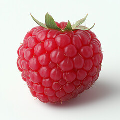One raspberry, front view, white background