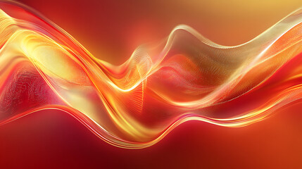 Fototapeta premium Abstract Fluid Motion: A mesmerizing digital illustration featuring vibrant, flowing lines in a fiery palette of red, orange, and yellow. The dynamic composition evokes energy, movement.