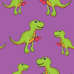 green children's cartoon t-rex pattern with boxing gloves and black eye
